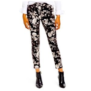 JEN 7 FOR ALL MANKIND SPECIAL DYED ANKLE SKINNY JEANS BLACK WHITE GRAY FLORAL